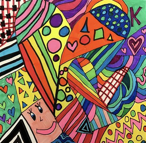 3rd Grade Romero Britto inspired Marker Drawing